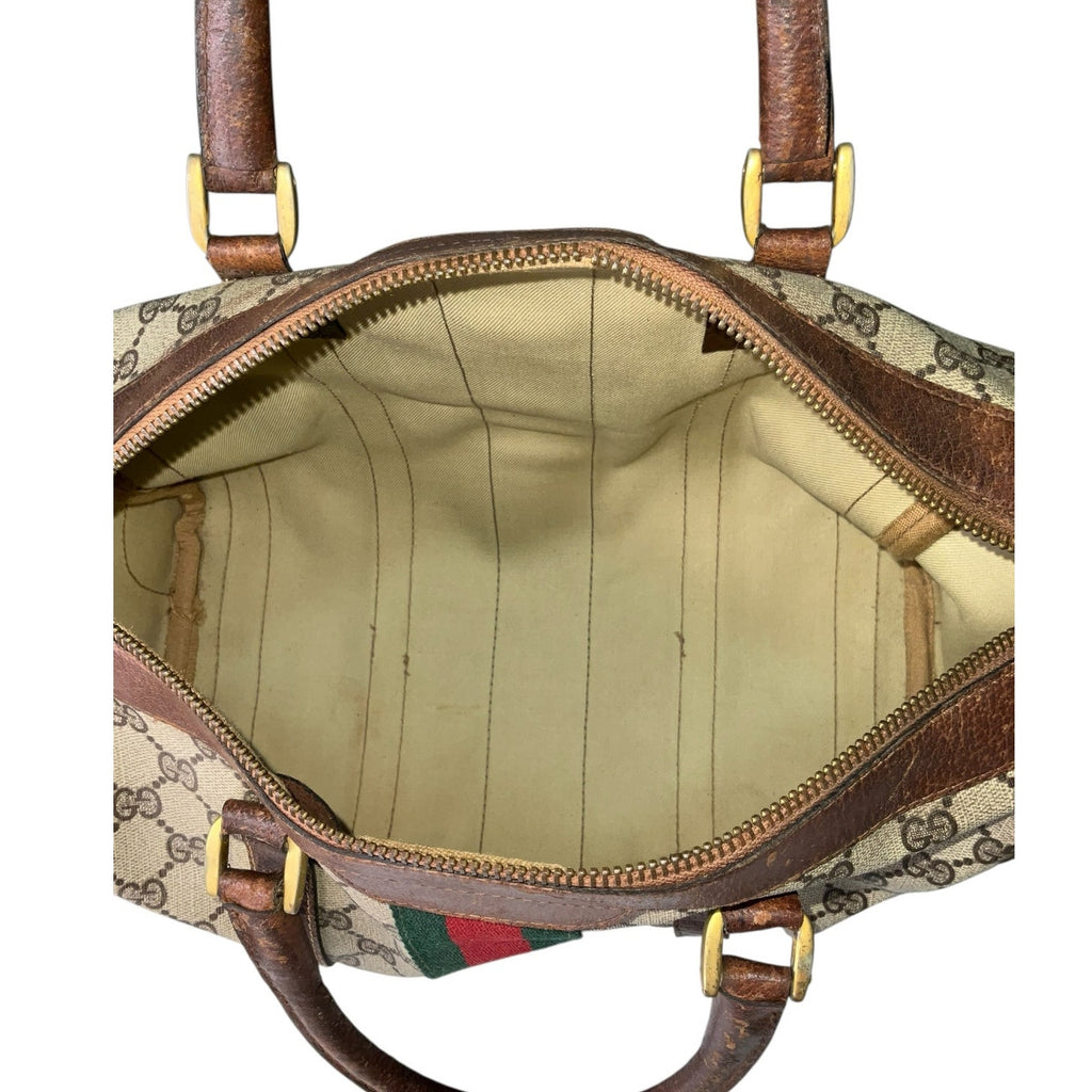 Authentic Vintage GUCCI Boston Bag Sherry Line Brown