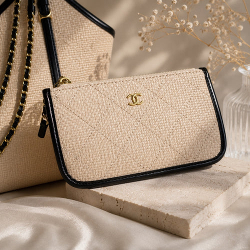 Chanel GWP Straw Woven Tote with Matching Pouch