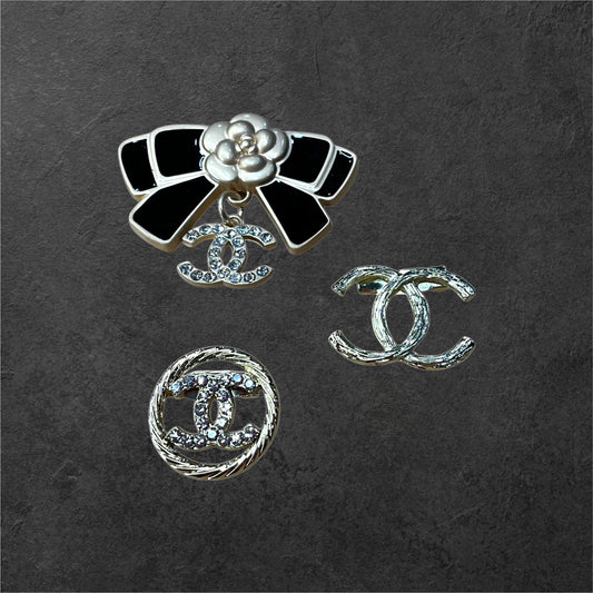 Crystal Accent Double C Style Mini Brooch Pins – Various Designs