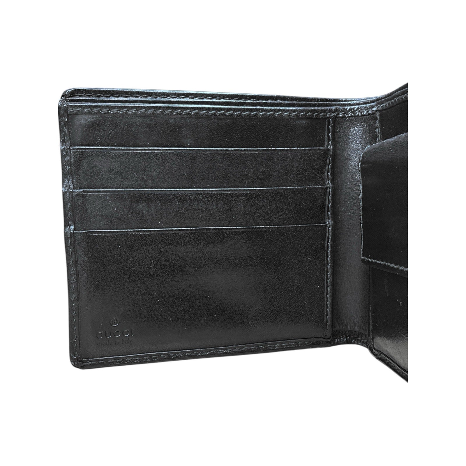 Authentic Pre-Owned Gucci Black Leather Bifold Wallet with Coin Pocket