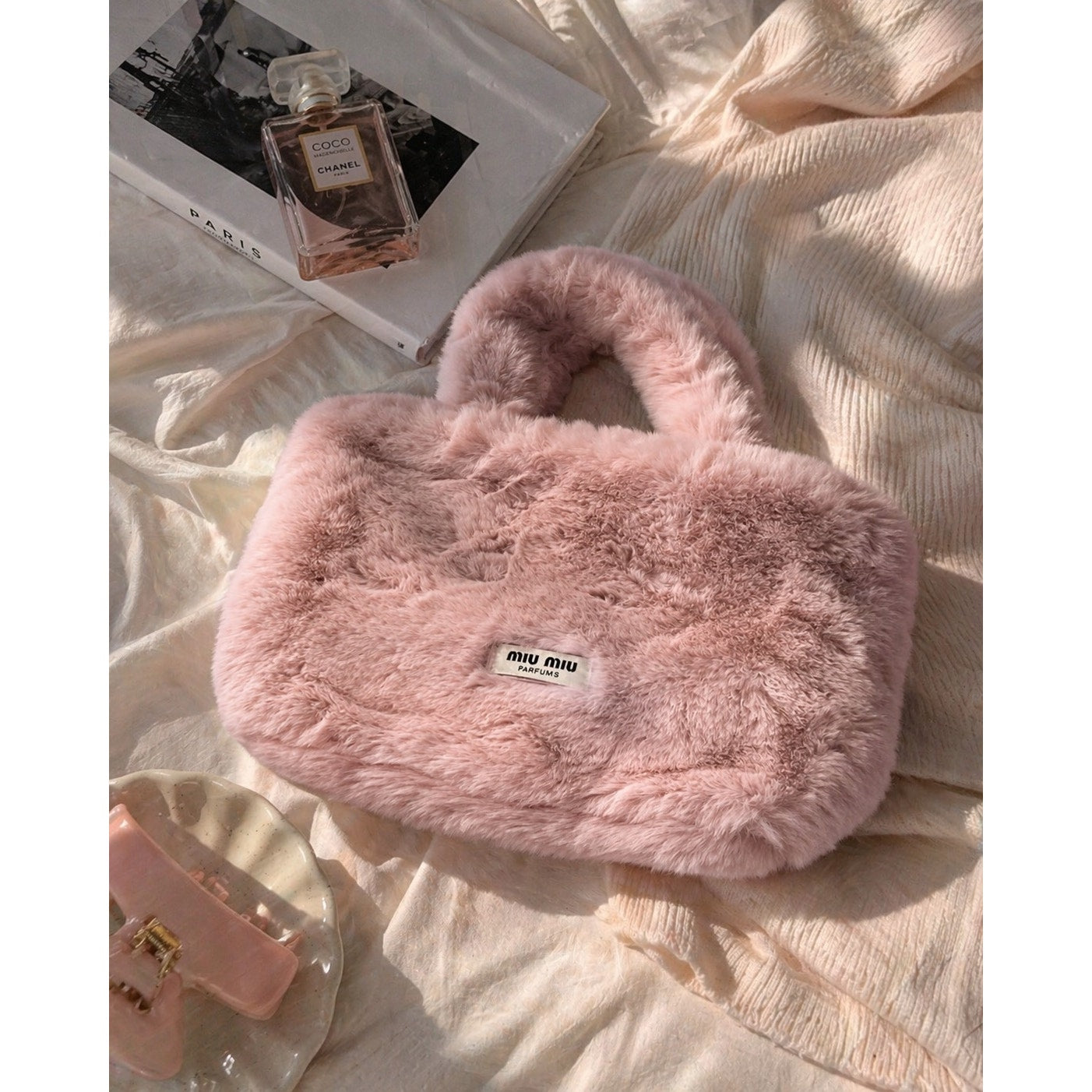 Miu Miu GWP Plush Faux Fur Tote Bag – Pink or Red