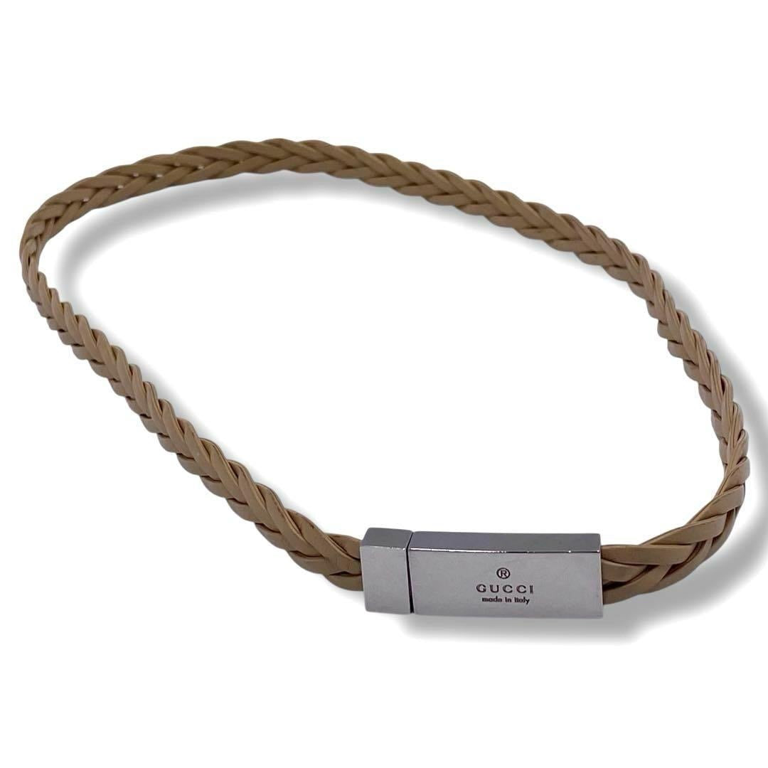 Gucci Beige Braided Silver Belt