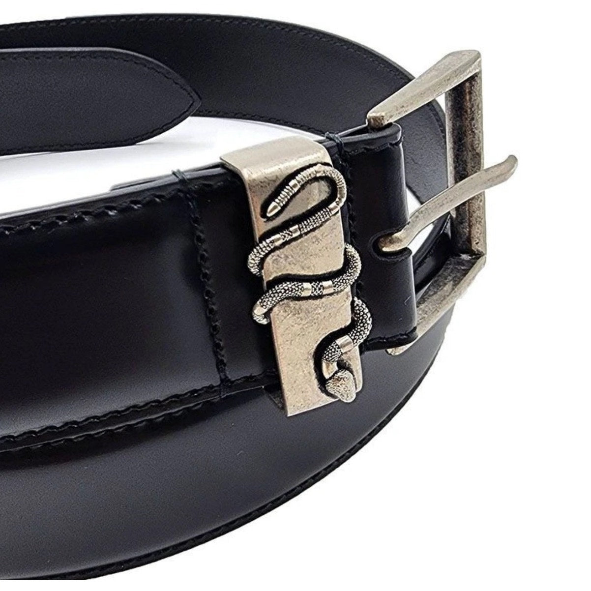 Gucci Black Men's Snake Buckle Belt - RARE
