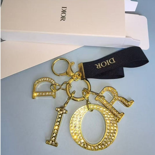 DIOR Rhinestone Letters Key Ring/ Bag Charm