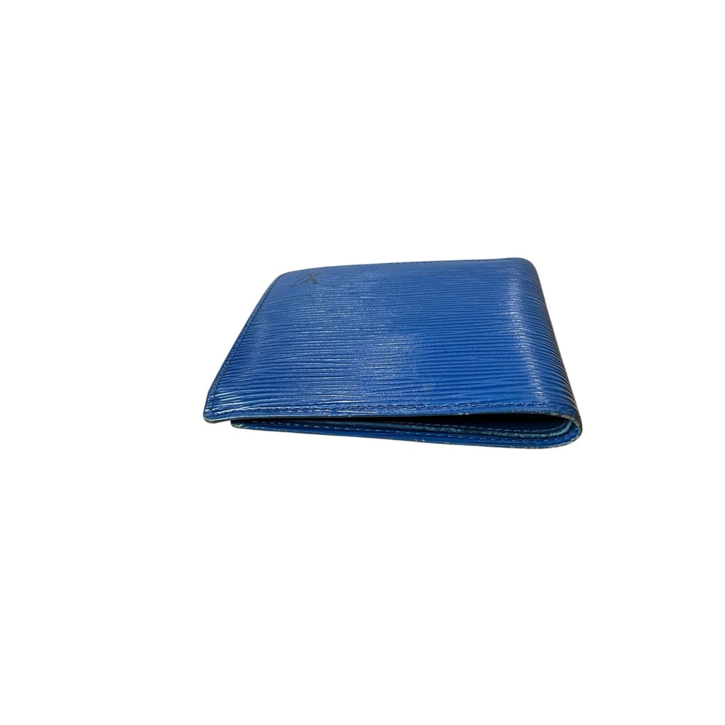 Blue textured wallet on a white background