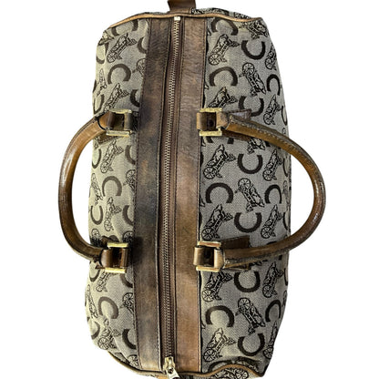 CELINE C Sulky Boston Bag Canvas Brown