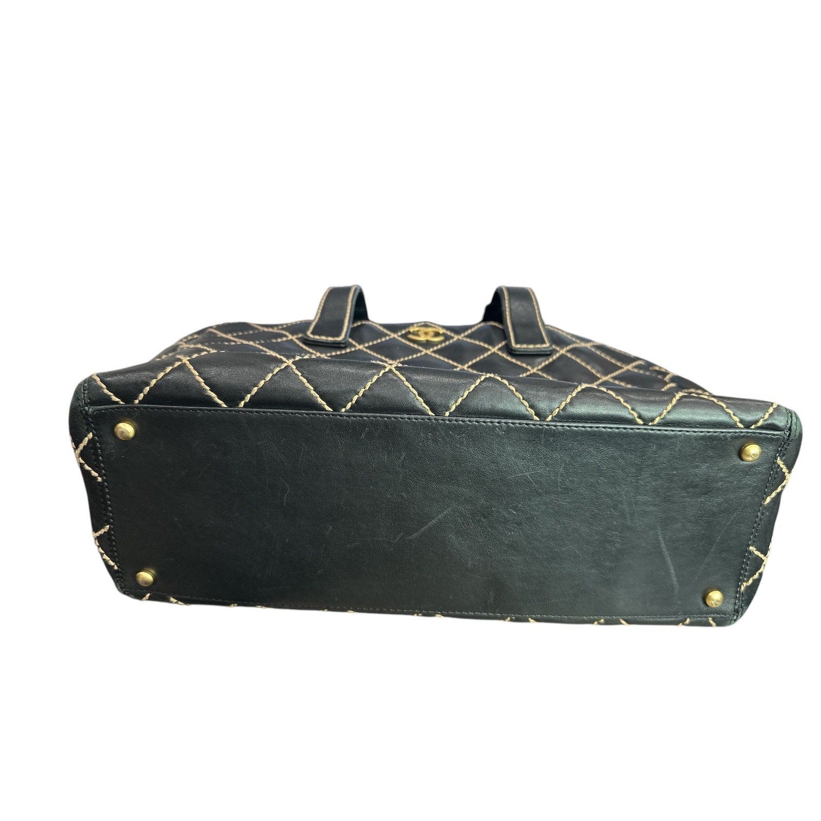 Authentic Chanel Wild Stitch Tote – Black Calfskin Leather