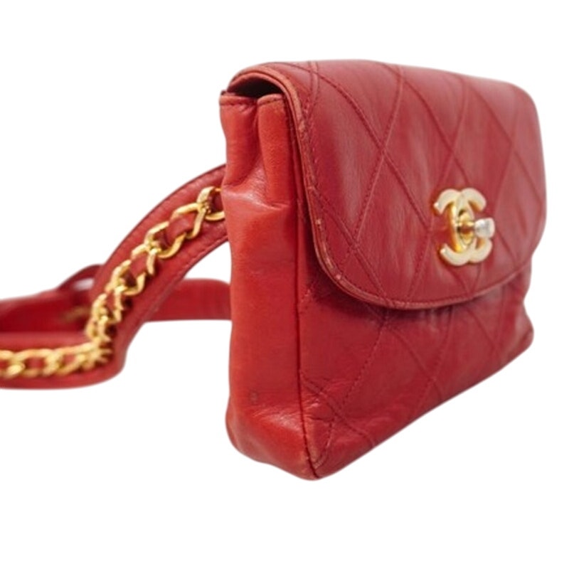 CHANEL 24K Red Lambskin Belt Bag