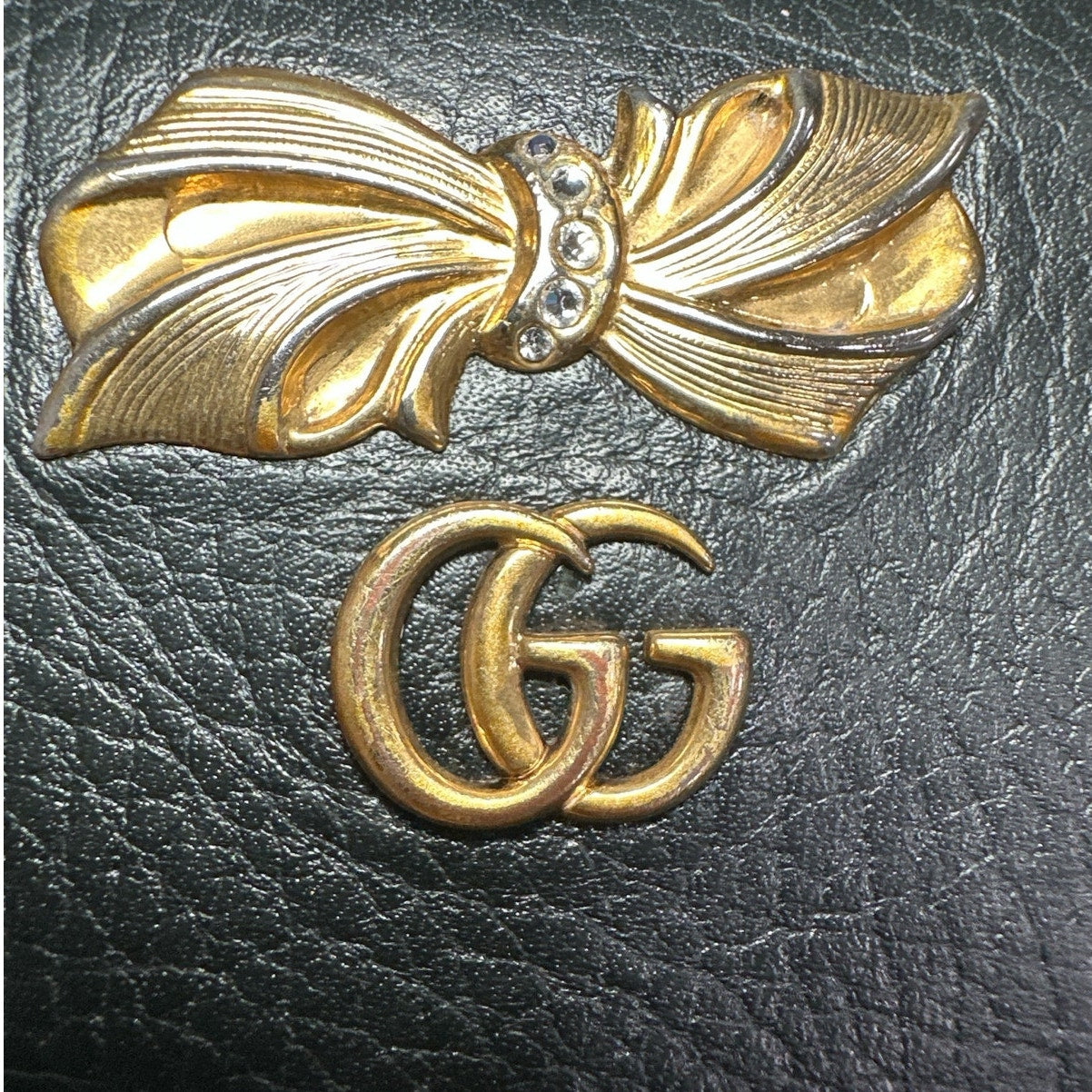 Gucci Calfskin GG Marmont Bow Flap Wallet Black