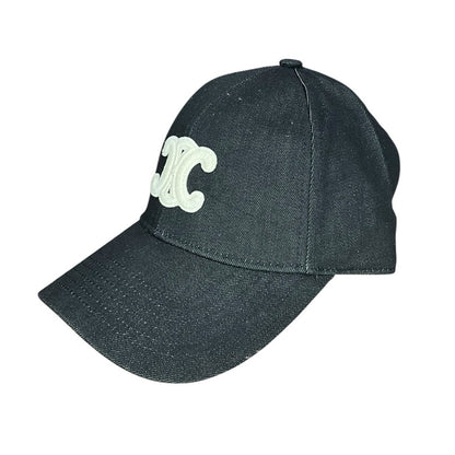 Celine Luxe-Inspired Black Denim Monogram Cap