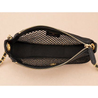 GWP Black Half-Moon Mesh Shoulder Bag with Detachable Mini Pouch
