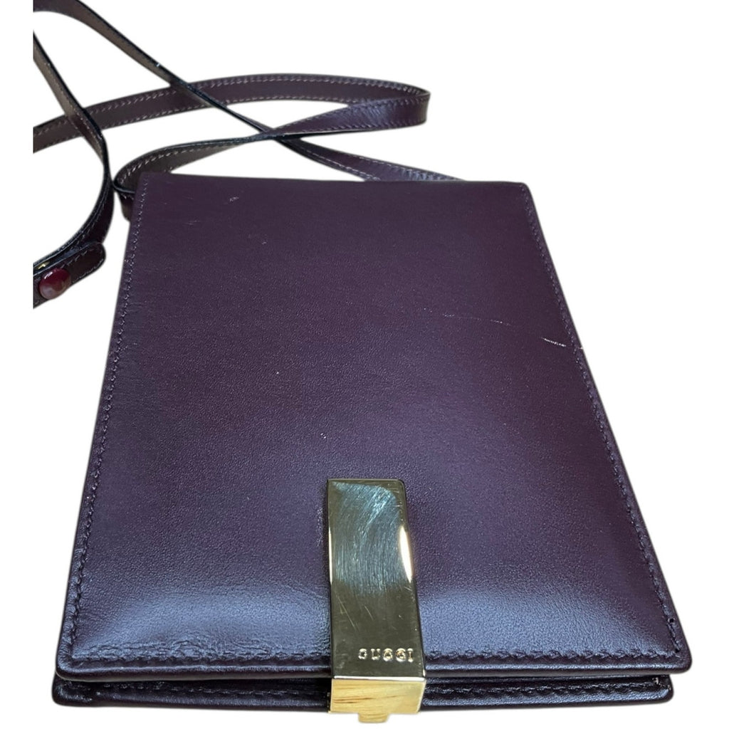 Gucci Brown Leather Wallet Shoulder Strap