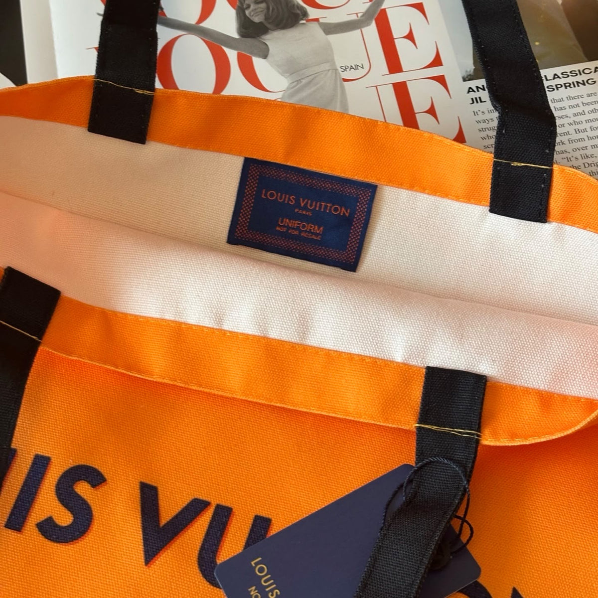 Louis Vuitton GWP Orange Canvas Shoulder Tote Bag | Black Handles