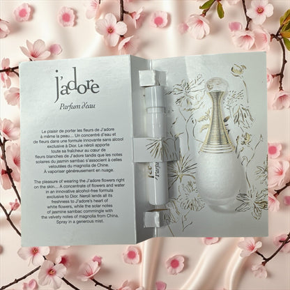 Dior J’adore Parfum d’Eau Eau de Parfum Sample 1.2 ml / 0.04 fl oz – Alcohol-Free Luxury Mini