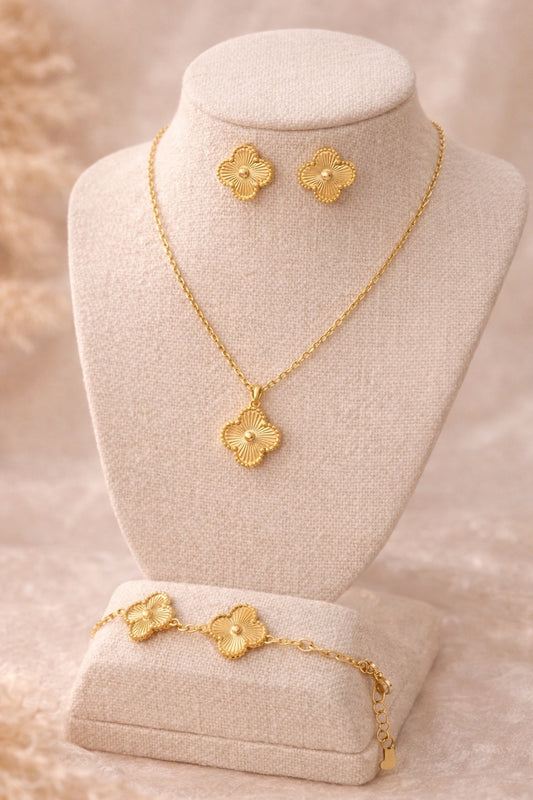 Gold Clover Pendant Necklace – Adjustable 18”–20” Chain | Elegant Everyday Jewelry
