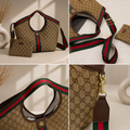 Oversized Monogram-Style Fashion Tote with Detachable Pouch – Brown