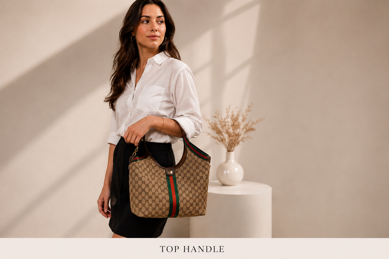 Oversized Monogram-Style Fashion Tote with Detachable Pouch – Brown