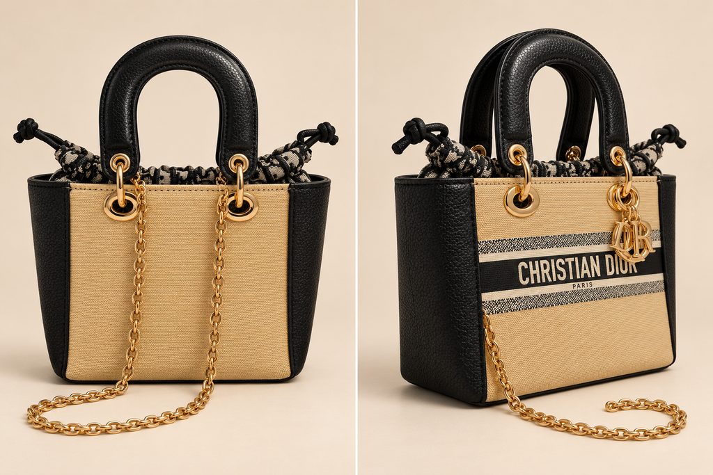 GWP mini bag plain beige back and black side trim