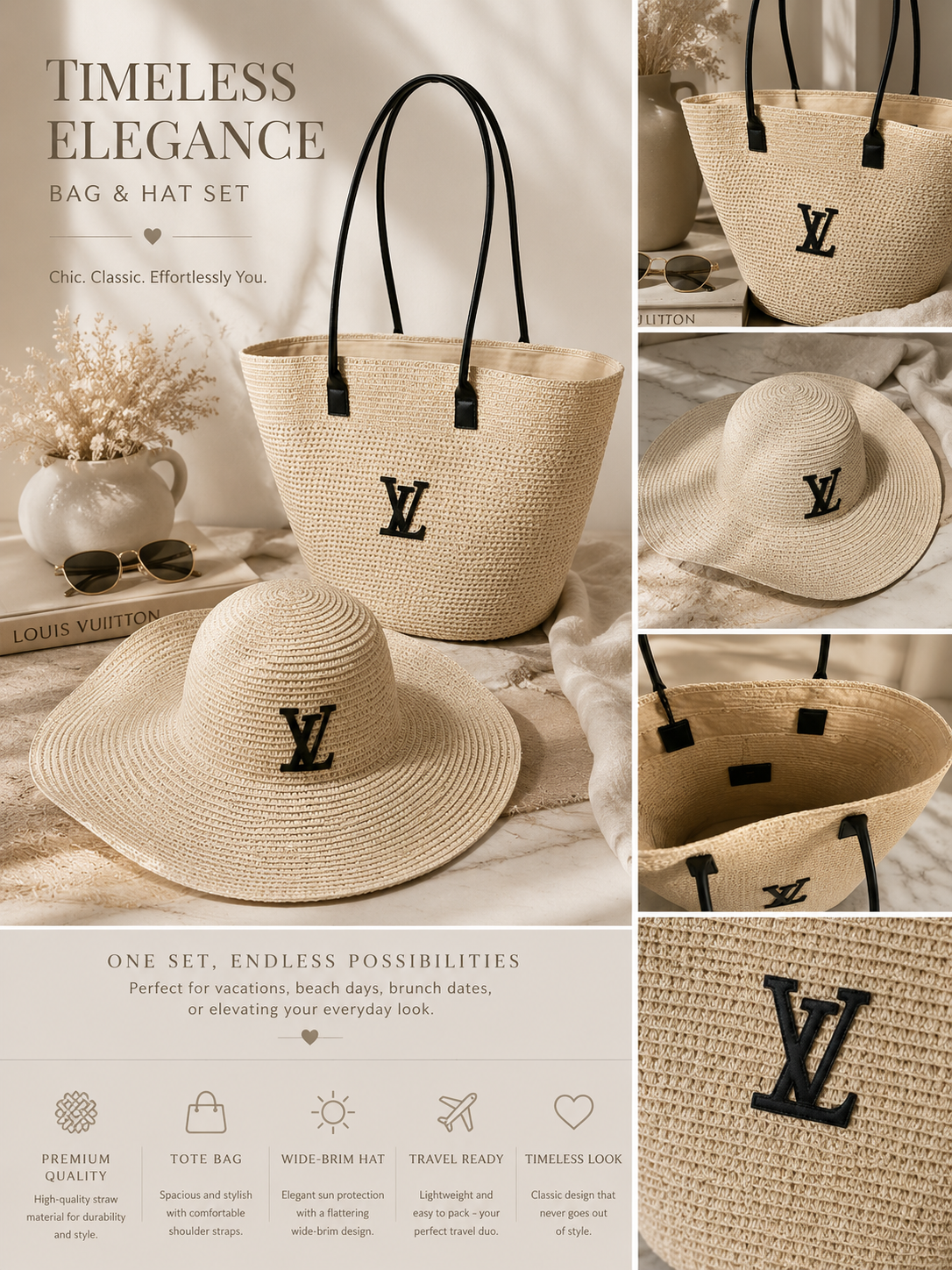 Summer Woven Tote & Sun Hat Set | Resort Collection