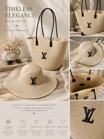 Summer Woven Tote & Sun Hat Set | Resort Collection