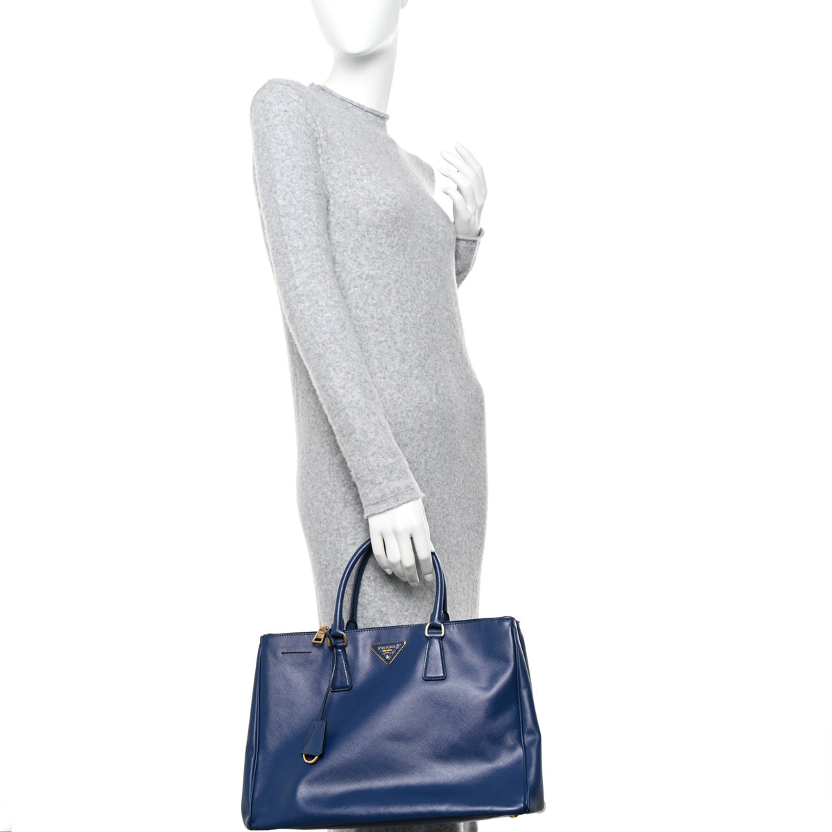 Prada  Saffiano Lux Medium Galleria Double Zip Tote Bluette - Clairely Amazing