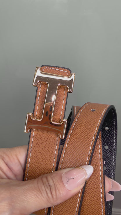Luxe Gold Buckle Textured Fashion Belt