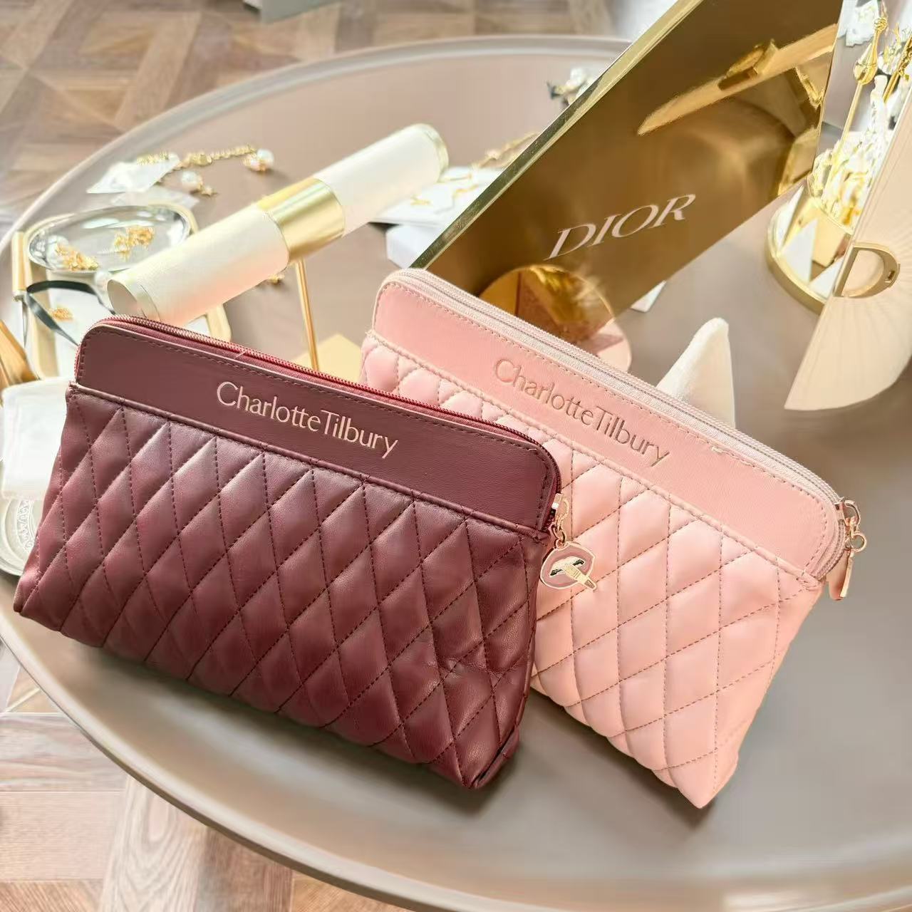 Charlotte Tilbury Quilted Pouch Collection (2 Colors) | VIP GWP Edition Makeup Bag