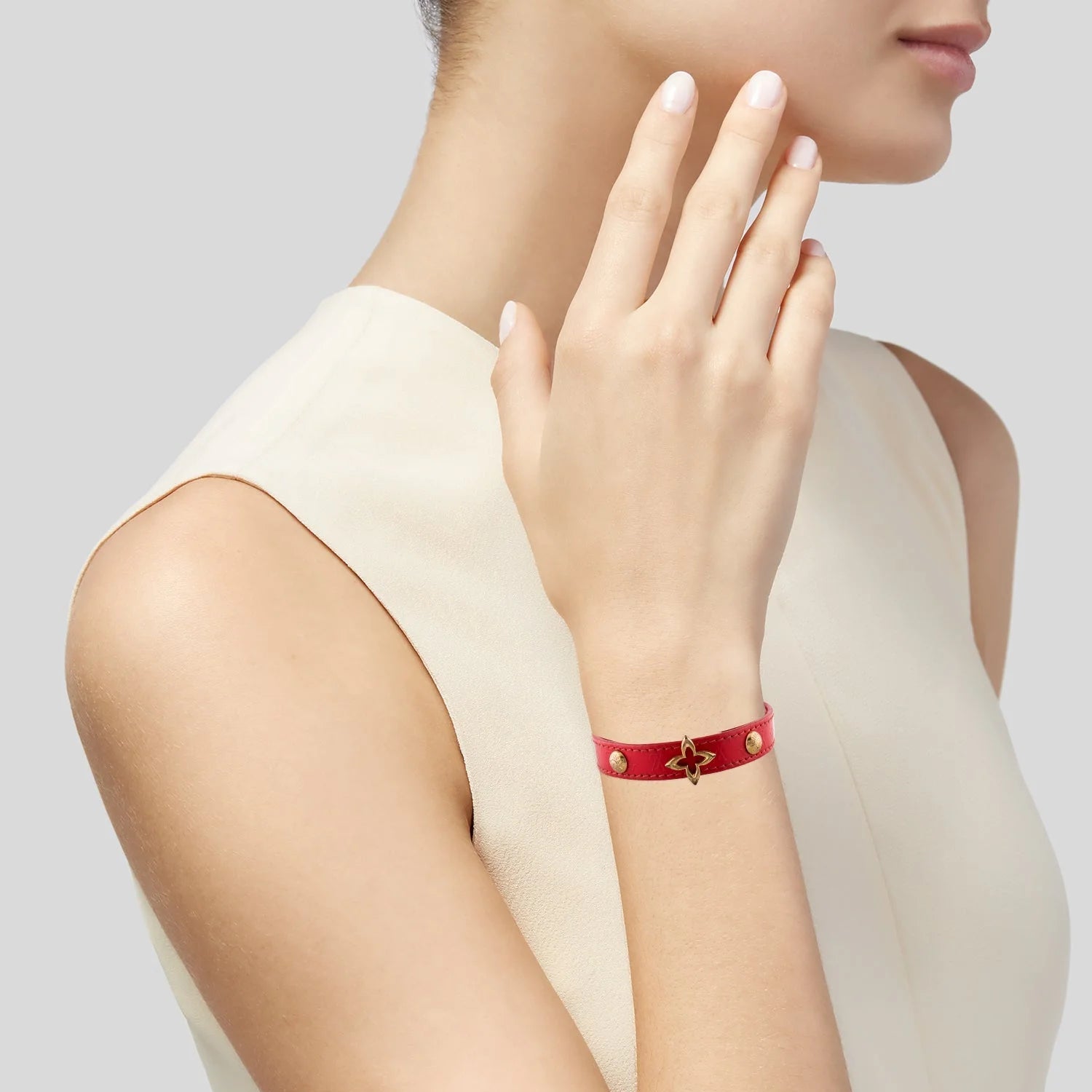 Louis Vuitton Leather Monogram Flower Bracelet - Clairely Amazing