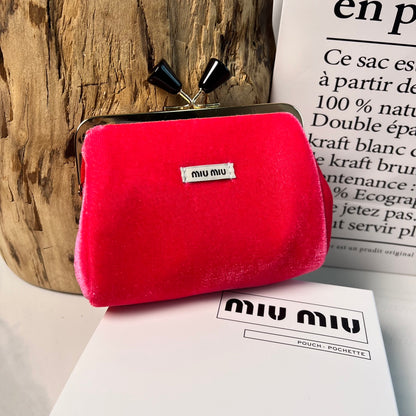 Miu Miu Red Velvet Cosmetic & Coin Pouch | GWP Edition Mini Clutch