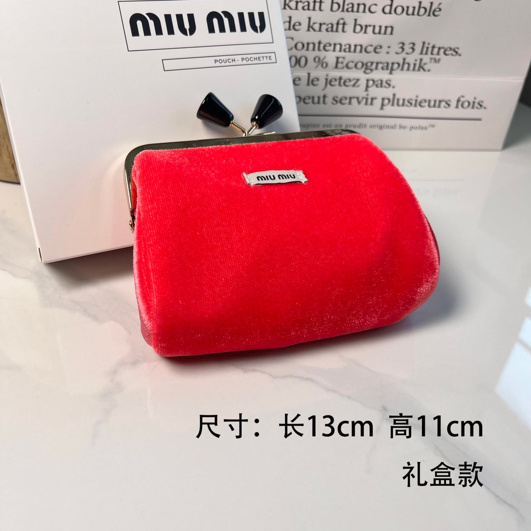Miu Miu Red Velvet Cosmetic & Coin Pouch | GWP Edition Mini Clutch