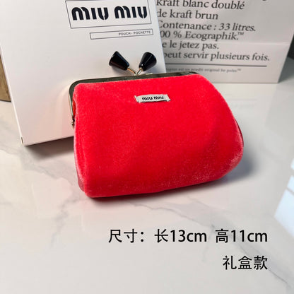 Miu Miu Red Velvet Cosmetic & Coin Pouch | GWP Edition Mini Clutch