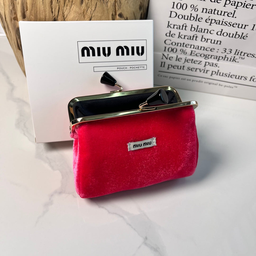 Miu Miu Red Velvet Cosmetic & Coin Pouch | GWP Edition Mini Clutch