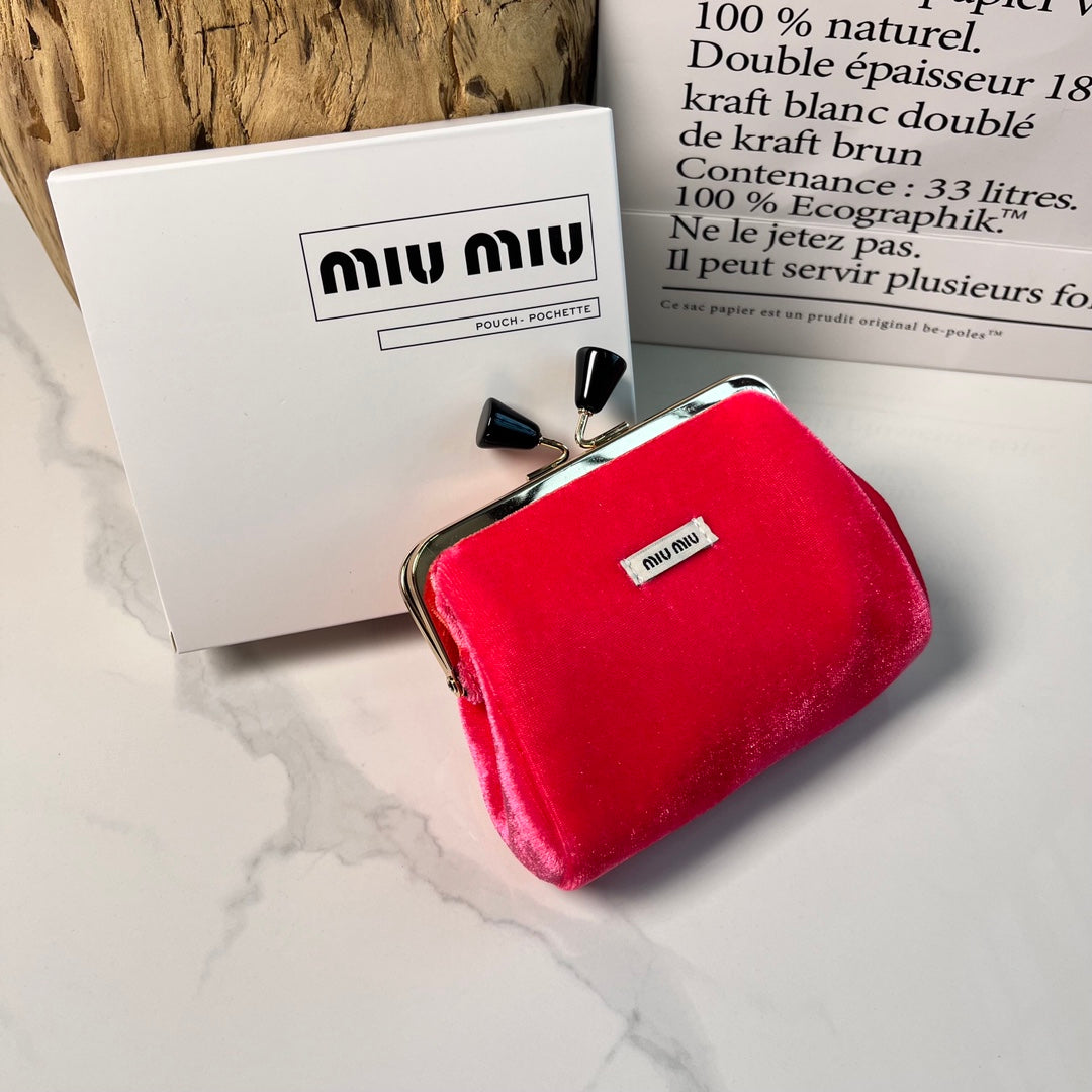 Miu Miu Red Velvet Cosmetic & Coin Pouch | GWP Edition Mini Clutch