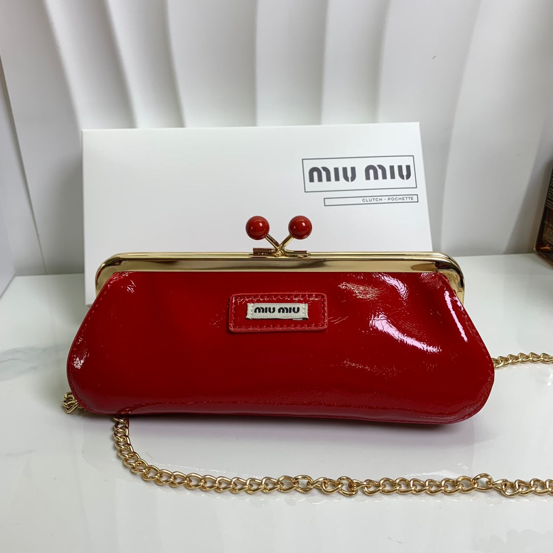 Kiss Lock Clutch Crossbody Bag (Red & Blue) | Glossy GWP Edition