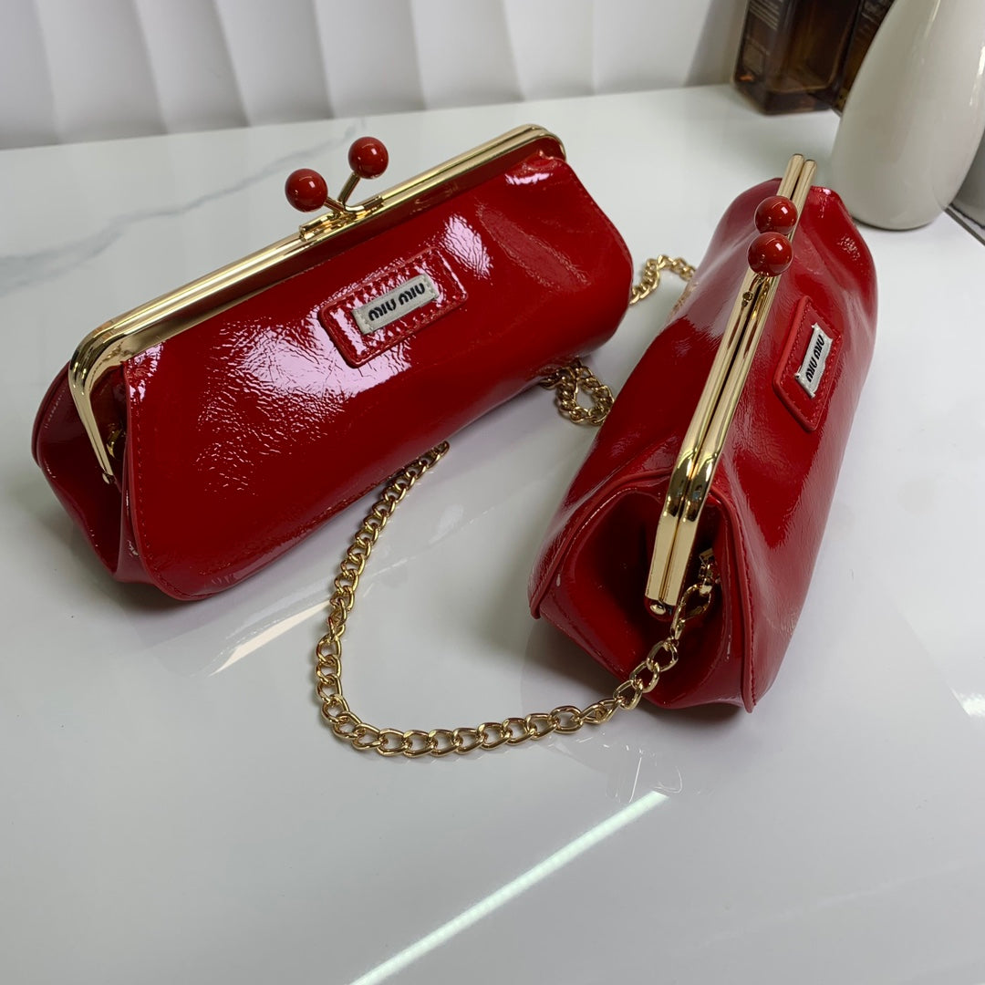 Kiss Lock Clutch Crossbody Bag (Red & Blue) | Glossy GWP Edition