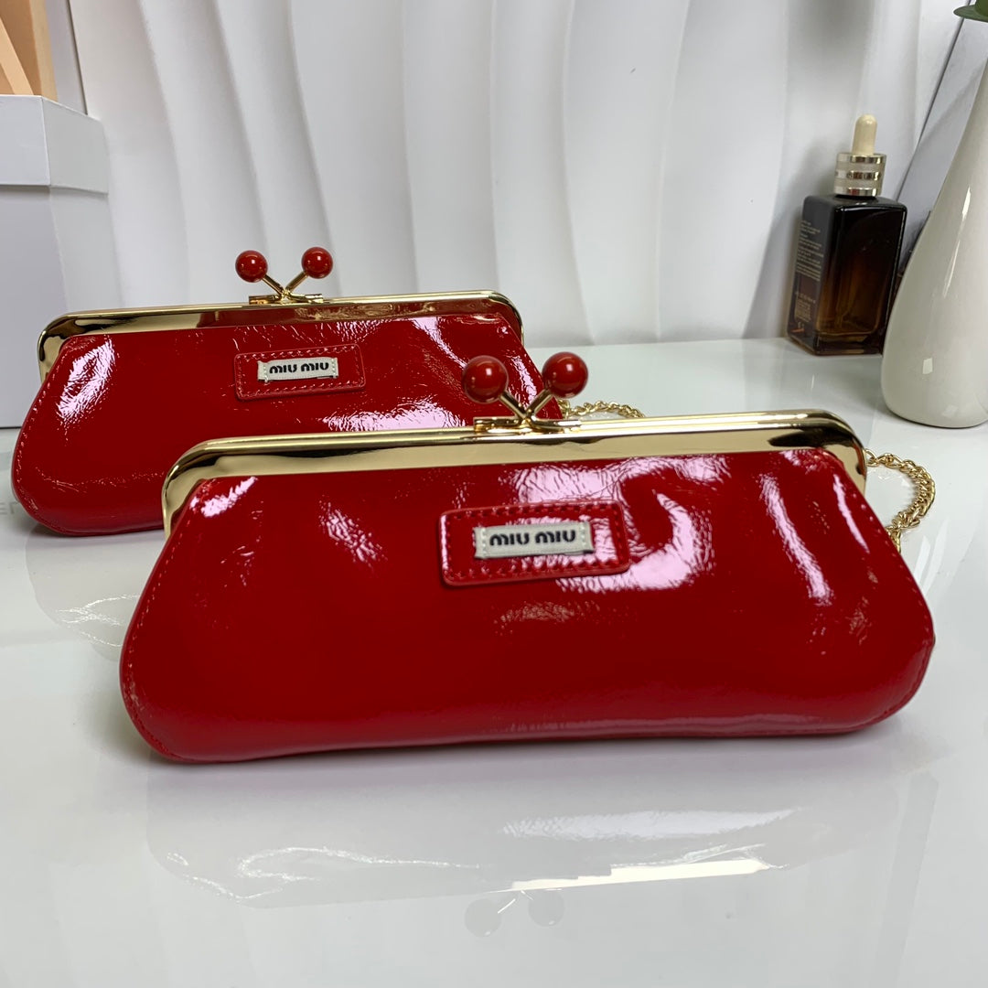 Kiss Lock Clutch Crossbody Bag (Red & Blue) | Glossy GWP Edition