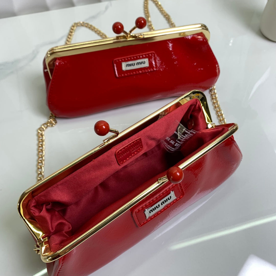 Kiss Lock Clutch Crossbody Bag (Red & Blue) | Glossy GWP Edition