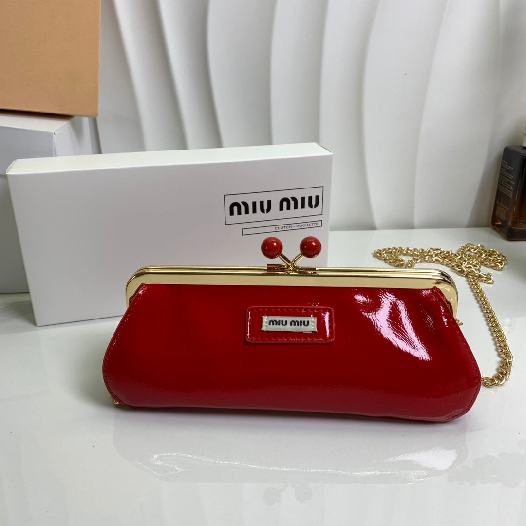 Kiss Lock Clutch Crossbody Bag (Red & Blue) | Glossy GWP Edition