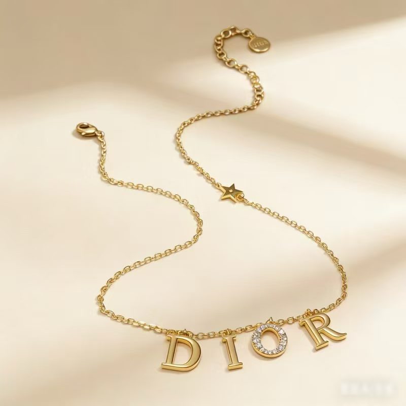 Dior GWP Gold Letter Necklace – Adjustable Chain