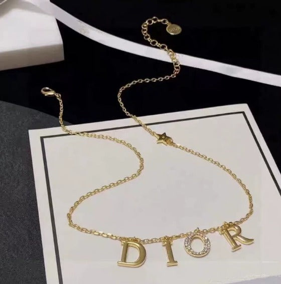 Dior GWP Gold Letter Necklace – Adjustable Chain