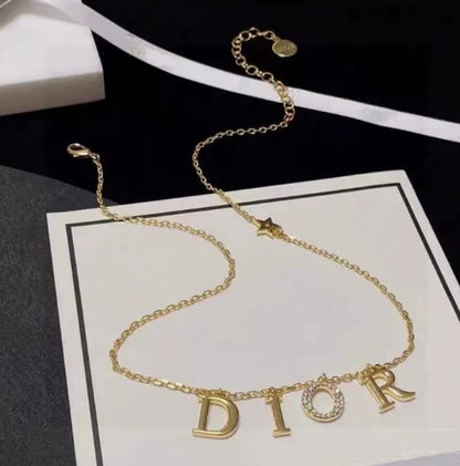 Dior GWP Gold Letter Necklace – Adjustable Chain