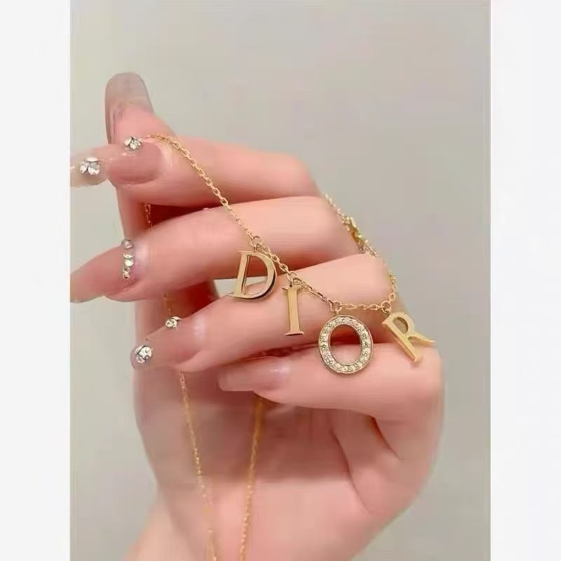 Dior GWP Gold Letter Necklace – Adjustable Chain