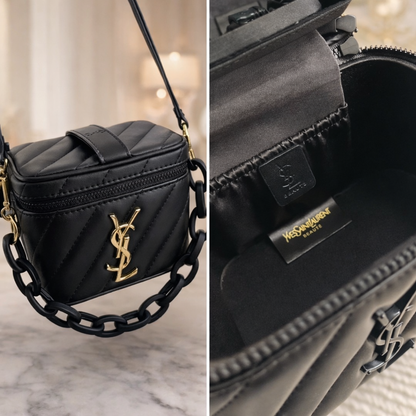 QUILTED BLACK VANITY CROSSBODY BAG | GOLD HARDWARE | GWP EDITION