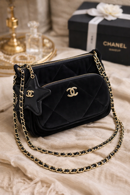 Velvet Quilted Double-Zip Mini Bag w/ Star Charm (GWP)
