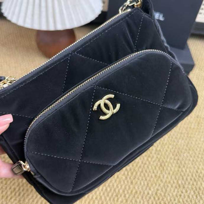 Velvet Quilted Double-Zip Mini Bag w/ Star Charm (GWP)